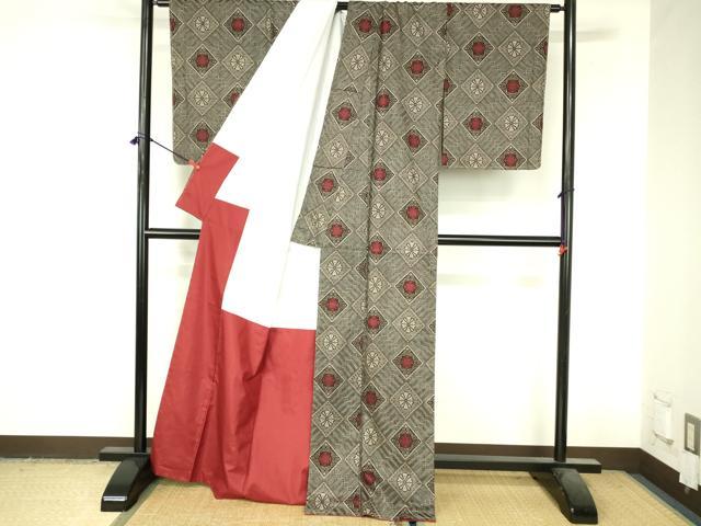 平和屋着物●本場大島紬 龍郷絣 吉祥花文 正絹 逸品 未使用 DABI5137op