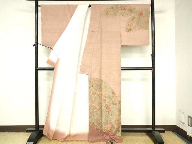平和屋着物●中国三大刺繍 スワトウ刺繍 汕頭刺繍 相良刺繍 総刺繍 訪問着 紬地 花鳥文 正絹 逸品 DABI5138op