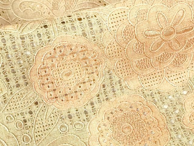平和屋着物●中国三大刺繍 スワトウ刺繍 汕頭刺繍 相良刺繍 総刺繍 訪問着 紬地 花鳥文 正絹 逸品 DABI5138op
