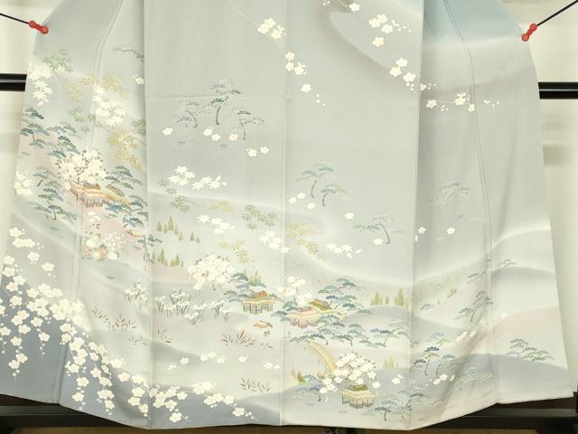 平和屋着物●訪問着 友禅 風景花文 暈し染め 正絹 逸品 DABI5139op