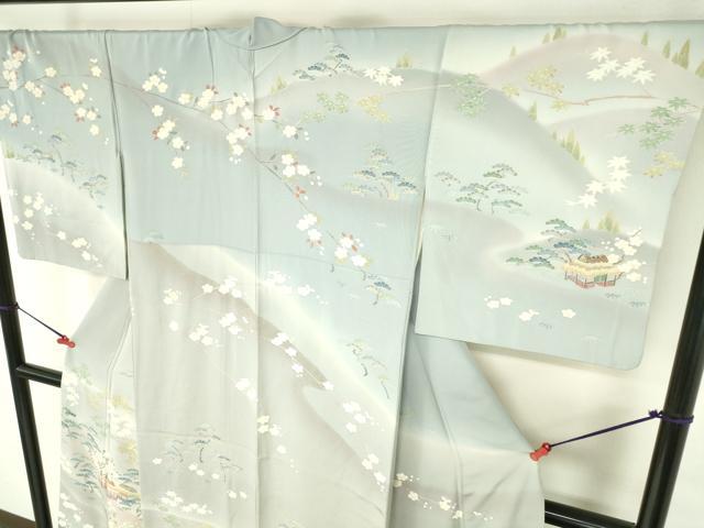 平和屋着物●訪問着 友禅 風景花文 暈し染め 正絹 逸品 DABI5139op
