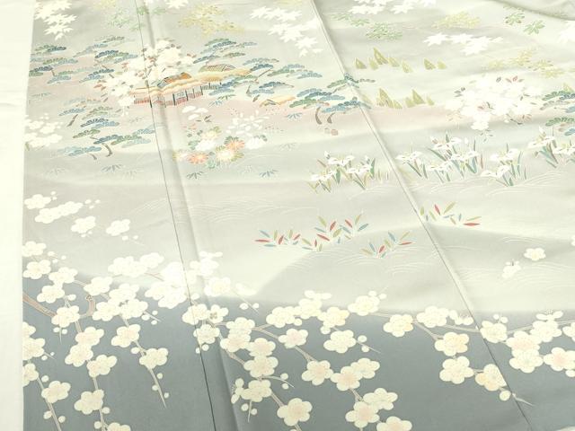 平和屋着物●訪問着 友禅 風景花文 暈し染め 正絹 逸品 DABI5139op