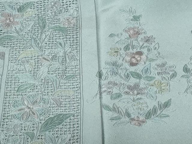 平和屋着物●中国三大刺繍 スワトウ刺繍 汕頭刺繍 総刺繍 訪問着 草花文 暈し染め 金彩 正絹 逸品 DABI5149op