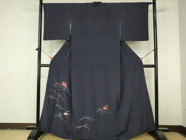 平和屋着物▼訪問着 総刺繍 立波文 跳び兎 金彩 正絹 逸品 DABI5157op