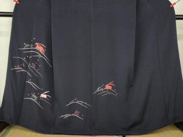 平和屋着物▼訪問着 総刺繍 立波文 跳び兎 金彩 正絹 逸品 DABI5157op