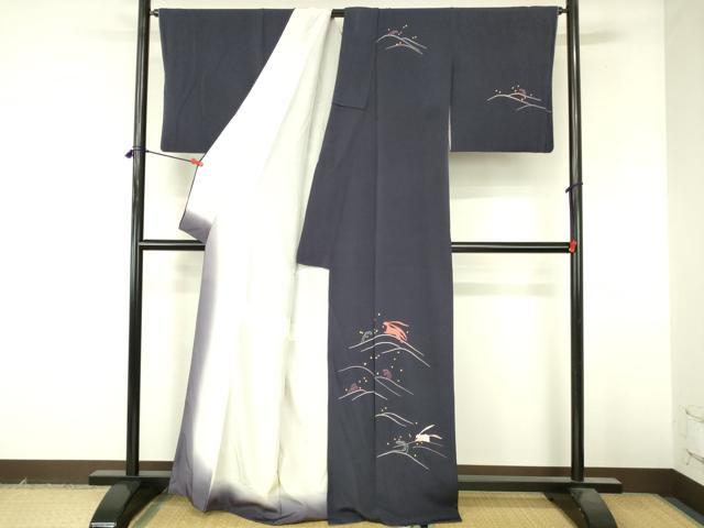 平和屋着物▼訪問着 総刺繍 立波文 跳び兎 金彩 正絹 逸品 DABI5157op