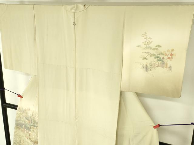 平和屋着物▼中国三大刺繍 スワトウ刺繍 汕頭刺繍 総刺繍 訪問着 風景花文 暈し染め 正絹 逸品 DABI5162op