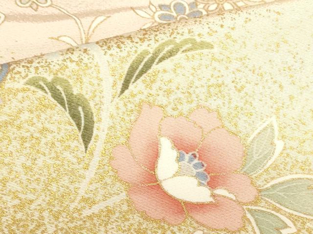 平和屋着物●訪問着 駒刺繍 更紗花唐草文 暈し染め 金彩 正絹 逸品 DABI5165op