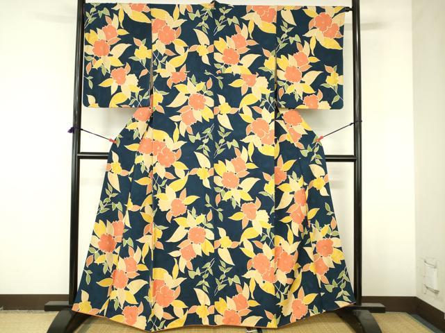 平和屋着物●上質な小紋 地紋起こし 草花文 正絹 逸品 DABI5171op
