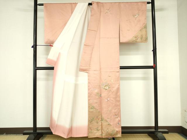 平和屋着物●中国三大刺繍 相良刺繍 総刺繍 訪問着 舞蝶花文 金彩 正絹 逸品 DABI5183op