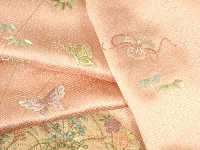 平和屋着物●中国三大刺繍 相良刺繍 総刺繍 訪問着 舞蝶花文 金彩 正絹 逸品 DABI5183op
