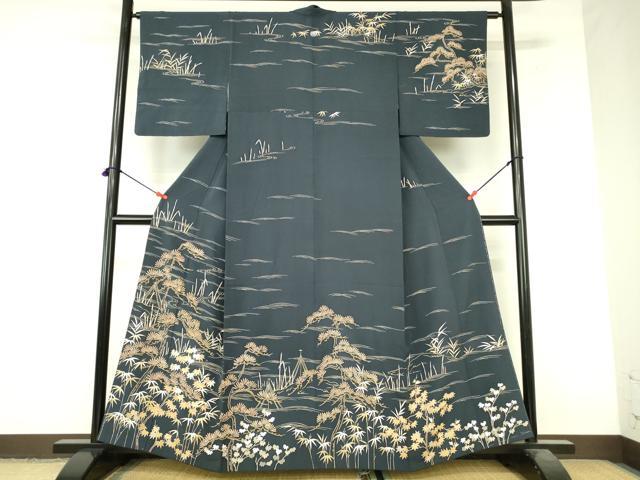 平和屋着物●訪問着 流水松葉花文 金彩 小田急百貨店扱い 正絹 逸品 DABI5186op