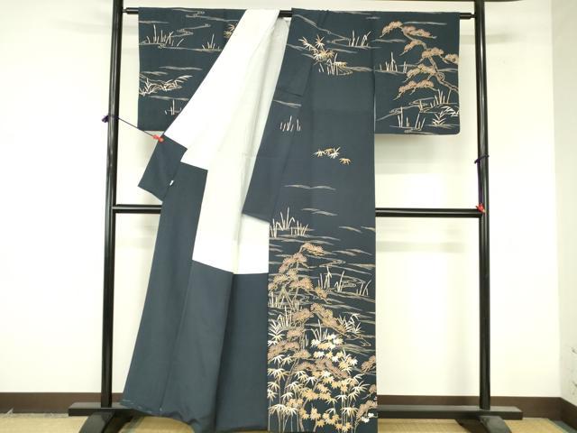 平和屋着物●訪問着 流水松葉花文 金彩 小田急百貨店扱い 正絹 逸品 DABI5186op