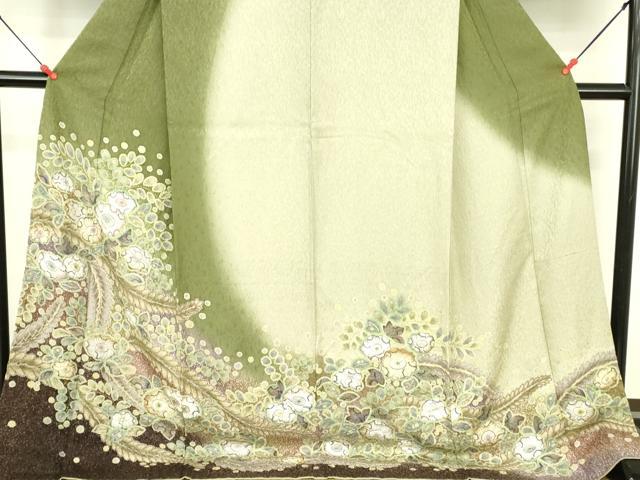 平和屋着物●訪問着 絞り 辻が花 暈し染め 金彩 ロング丈 正絹 逸品 DABI5190op