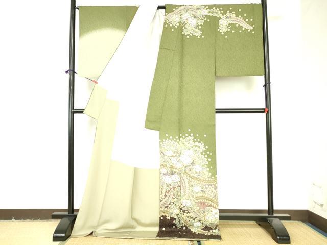 平和屋着物●訪問着 絞り 辻が花 暈し染め 金彩 ロング丈 正絹 逸品 DABI5190op