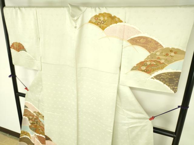 平和屋着物●訪問着 駒刺繍 御所車雪輪花松文 金彩 正絹 逸品 DABI5195op