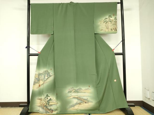 平和屋着物●訪問着 作家物 人物風景文 暈し染め 正絹 逸品 未使用 DABI5197op