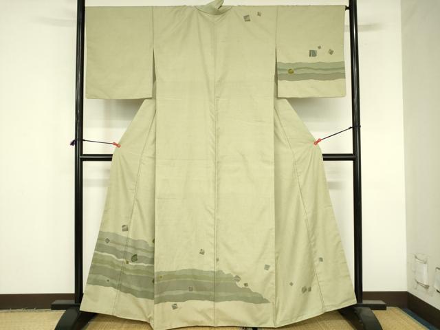 平和屋着物●訪問着 紬地 刺繍 箔散らし 正絹 逸品 DABI5203op