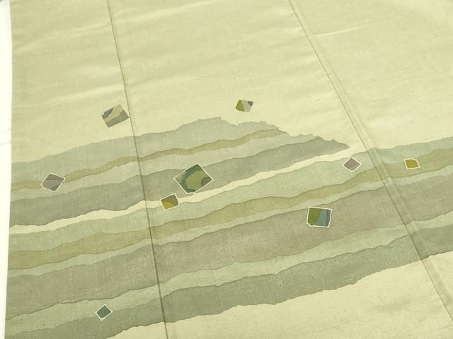 平和屋着物●訪問着 紬地 刺繍 箔散らし 正絹 逸品 DABI5203op