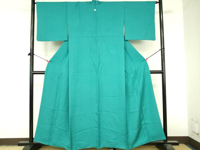 平和屋着物●上質な色無地 花緑青色 正絹 逸品 DABI5213op