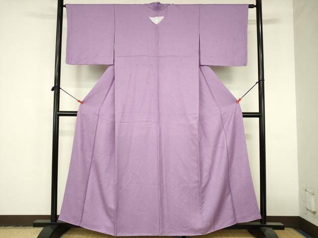 平和屋着物●上質な色無地 舞花地紋 二藍色 正絹 逸品 DABI5215op