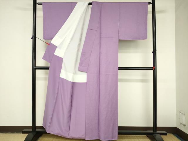 平和屋着物●上質な色無地 舞花地紋 二藍色 正絹 逸品 DABI5215op