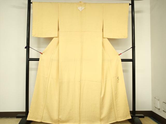 平和屋着物●本加賀友禅作家 梶山伸監修 色無地 風景花地紋 卵色 さが美扱い 正絹 逸品 未使用 DABI5216op
