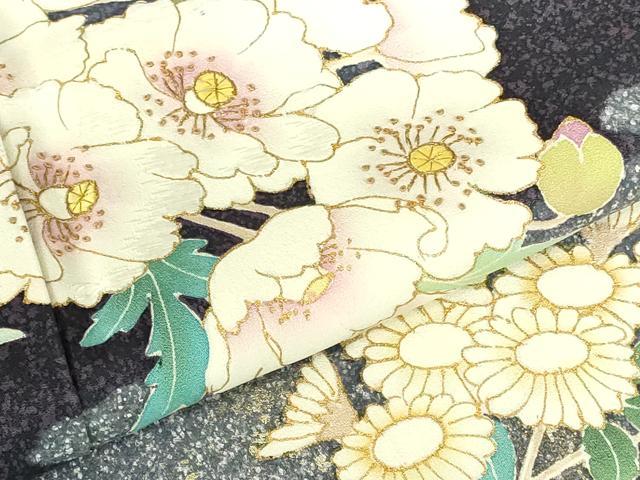 平和屋着物●中国三大刺繍 相良刺繍 訪問着 霞花文 金彩 正絹 逸品 DABI5219op
