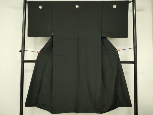 平和屋着物●男性 黒紋付・羽織セット 正絹 逸品 DABI5222op