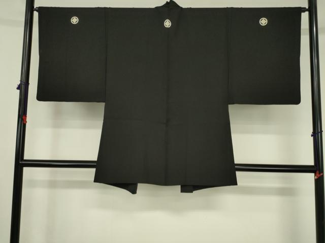 平和屋着物●男性 黒紋付・羽織セット 正絹 逸品 DABI5222op
