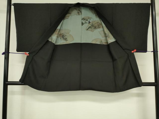 平和屋着物●男性 黒紋付・羽織セット 正絹 逸品 DABI5222op