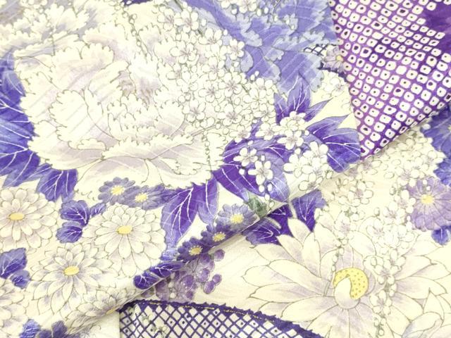 平和屋着物●上質な小紋 草花 ロング丈 正絹 逸品 DABI5236op