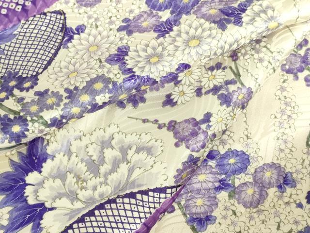平和屋着物●上質な小紋 草花 ロング丈 正絹 逸品 DABI5236op