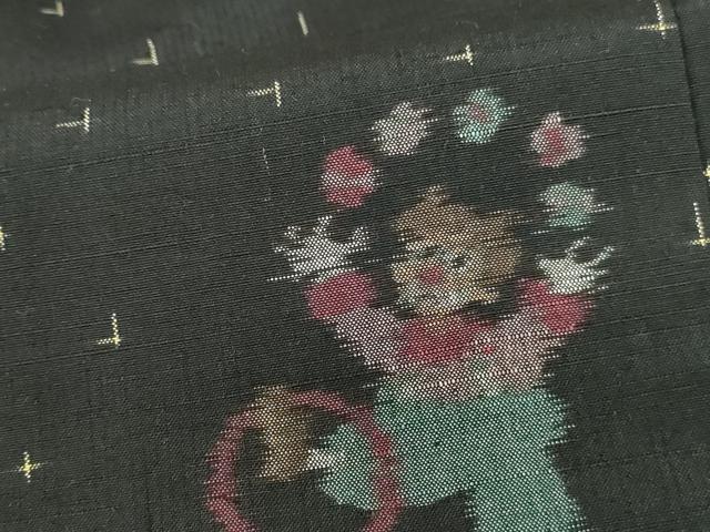 平和屋着物●上質な紬 サーカス ピエロ 黒地 正絹 逸品 DABI5238op