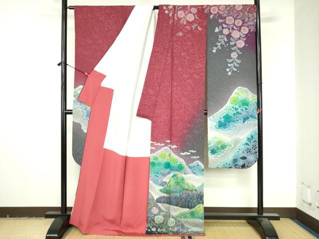 平和屋着物●豪華振袖 辻が花 暈し染め 金通し地 正絹 逸品 DABI5246op