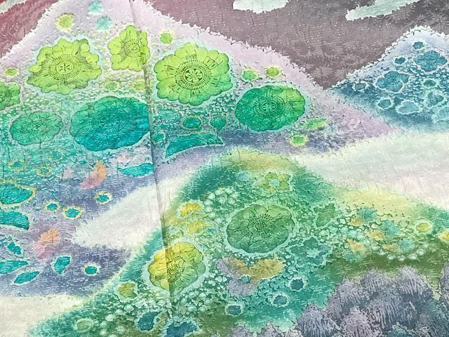 平和屋着物●豪華振袖 辻が花 暈し染め 金通し地 正絹 逸品 DABI5246op