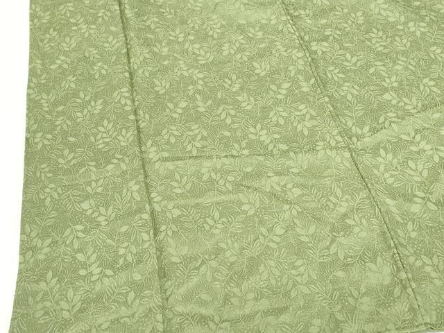 平和屋着物●上質な色無地 南天地紋 松葉色 正絹 逸品 DABI5258op