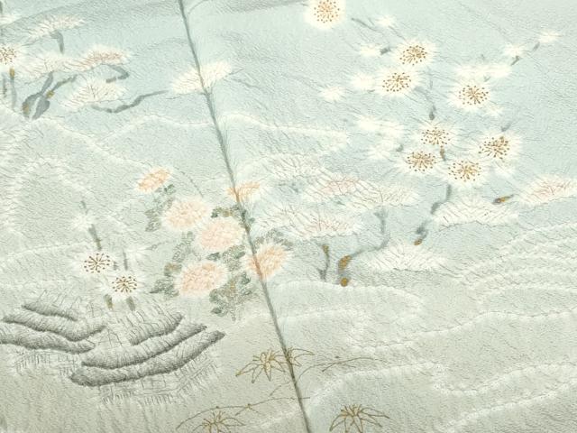 平和屋着物●十日町 名門 滝泰謹製 訪問着 絞り 流水花松文 暈し染め 金銀彩 正絹 逸品 DABI5267op
