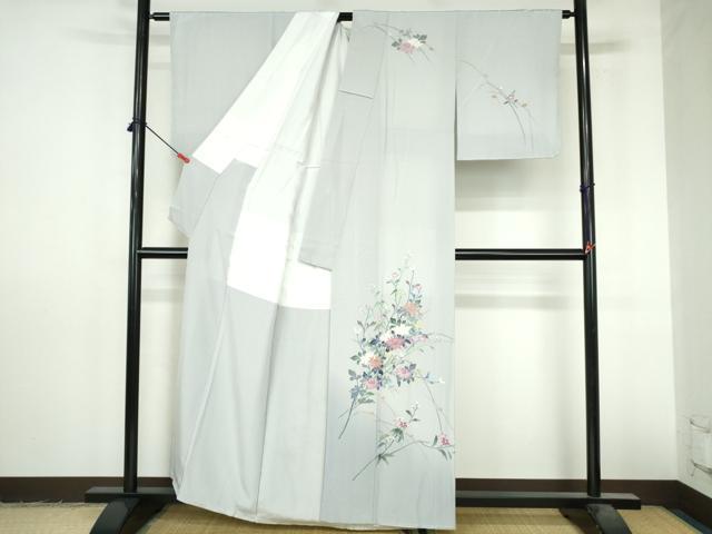 平和屋着物●本加賀友禅作家 岡本幸治 訪問着 草花 暈し染め 正絹 逸品 未使用 DABI5271op