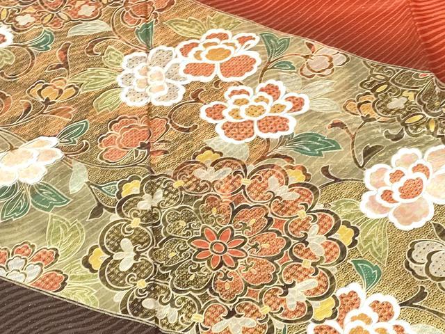 平和屋着物●豪華振袖 花唐草文 暈し染め 金銀彩 金通し地 正絹 逸品 DABI5272op