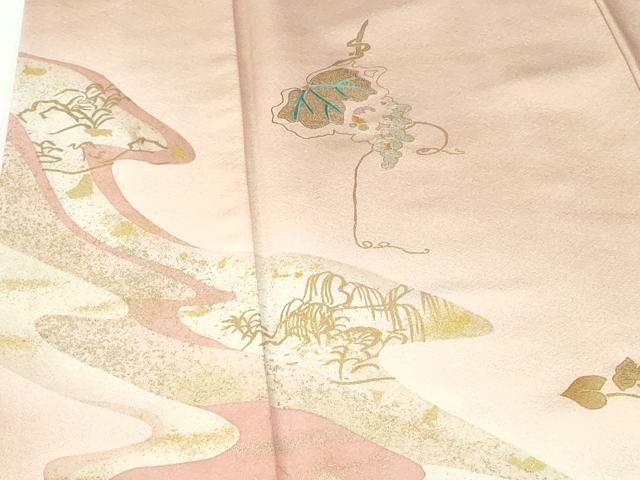 平和屋着物●訪問着 竹屋町刺繍 道長花鳥文 暈し染め 金彩 正絹 逸品 DABI5274op