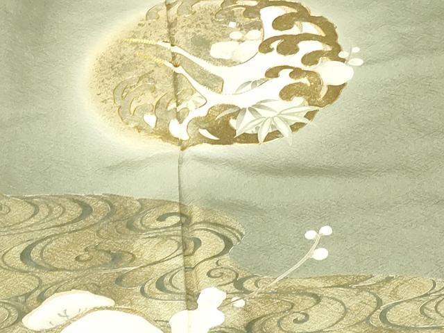 平和屋着物●豪華色留袖 駒刺繍 飛鶴立波花文 松葉散らし 松ぼっくり 暈し染め 金彩 正絹 逸品 DABI5277op