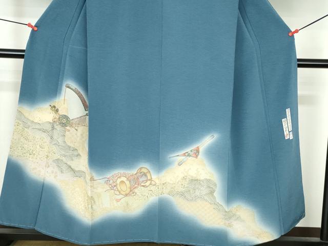 平和屋着物●友禅師・京の名工・伝統工芸士・樽本伊勢蔵 訪問着 立波楽器花文 暈し染め 金銀彩 正絹 逸品 未使用 DABI5278op
