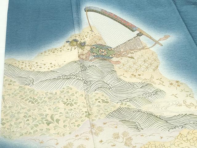 平和屋着物●友禅師・京の名工・伝統工芸士・樽本伊勢蔵 訪問着 立波楽器花文 暈し染め 金銀彩 正絹 逸品 未使用 DABI5278op