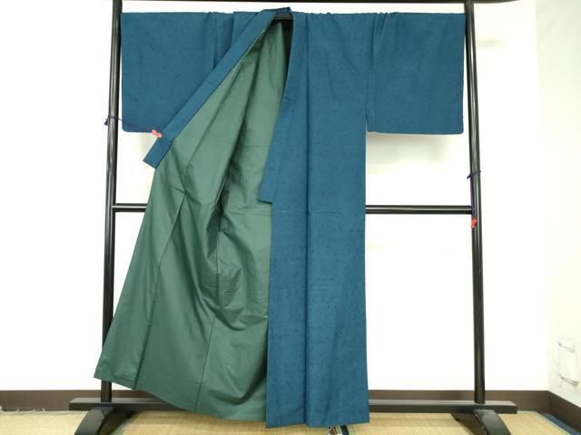 平和屋着物●男性 紬 髭紬 深縹色 キングサイズ 正絹 逸品 DABI5283op