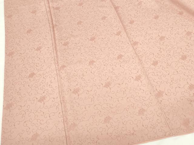 平和屋着物●上質な色無地 桐唐草地紋 珊瑚色 正絹 逸品 DABI5288op