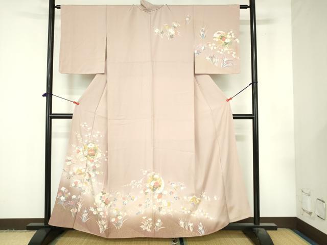 平和屋着物●訪問着 雪輪花文 暈し染め 金彩 正絹 逸品 DABI5289op