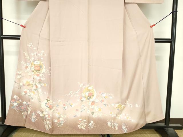 平和屋着物●訪問着 雪輪花文 暈し染め 金彩 正絹 逸品 DABI5289op