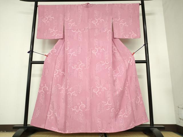 平和屋着物●上質な小紋 絞り 地紋起こし 切嵌 花唐草文 正絹 逸品 DABI5290op