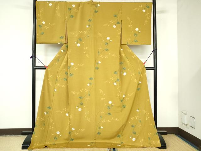 平和屋着物●上質な小紋 絞り 草花文 金彩 ロング丈 正絹 逸品 DABI5293op